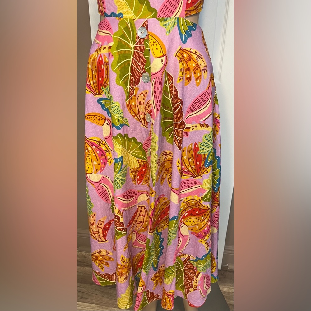 NWOT FARM RIO Lilac Beaks and Bananas Midi Dress - Size XS $199 - Picture 6 of 17